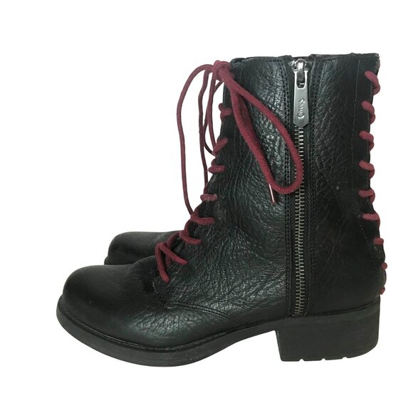 Sam Edelman Black Leather Ankle Boots Side Zip Womens 7 Whimsigoth Grunge - Picture 6 of 11